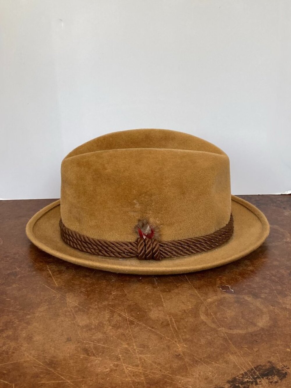60s Brooks Brothers Hat Alpine Style Fedora Camel Brown Canadian Velour Vintage